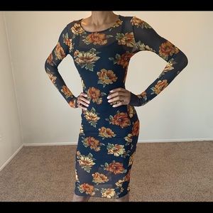 Long sleeved mesh floral dress